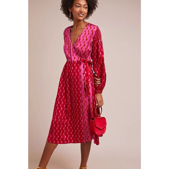 Beatrice B Colorblocked Wrap Dress - XS Pink - Picture 3 of 4